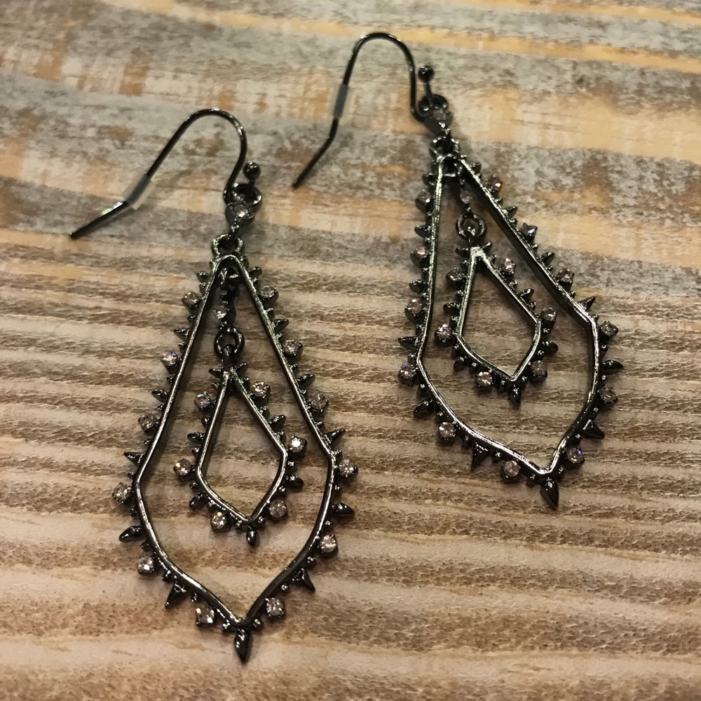 Gun Metal Double Drop Earrings